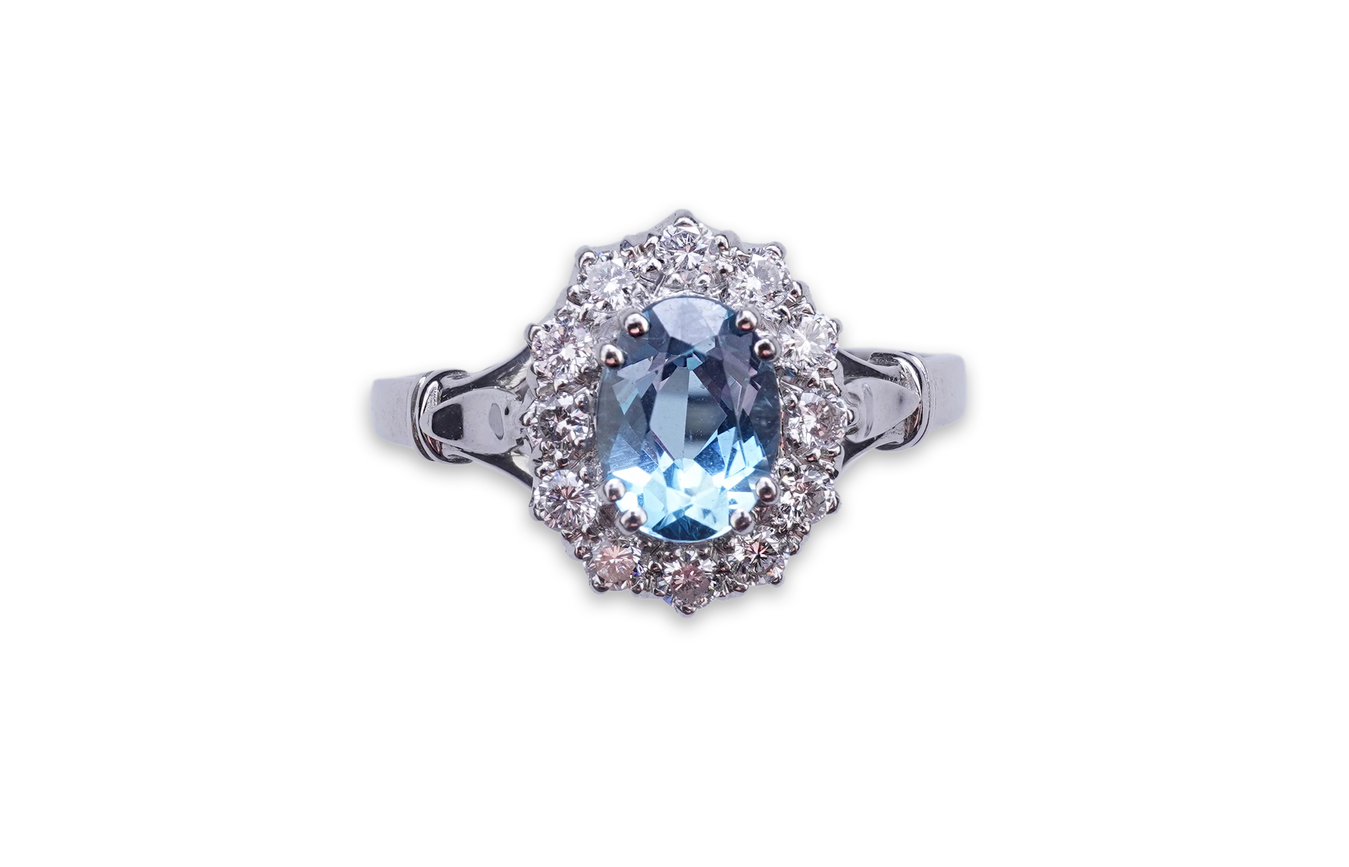 An aquamarine and diamond cluster ring